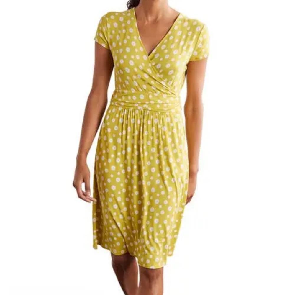 BODEN Lola Jersey Dress - Chartreuse Paper Daisy